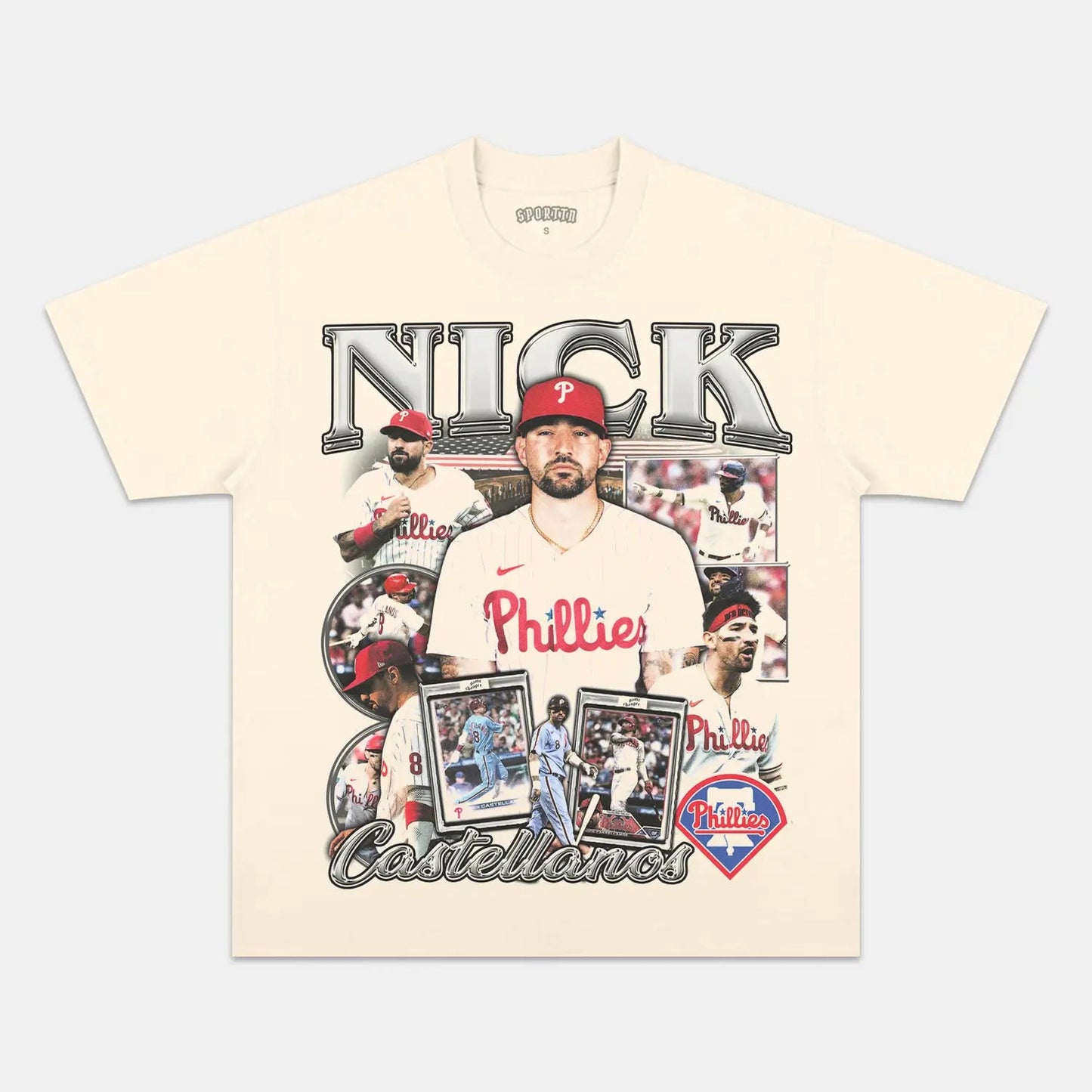 Unisex-Adult Ultra Cotton Washed T-Shirt Graphic  NICK CASTELLANOS TEE