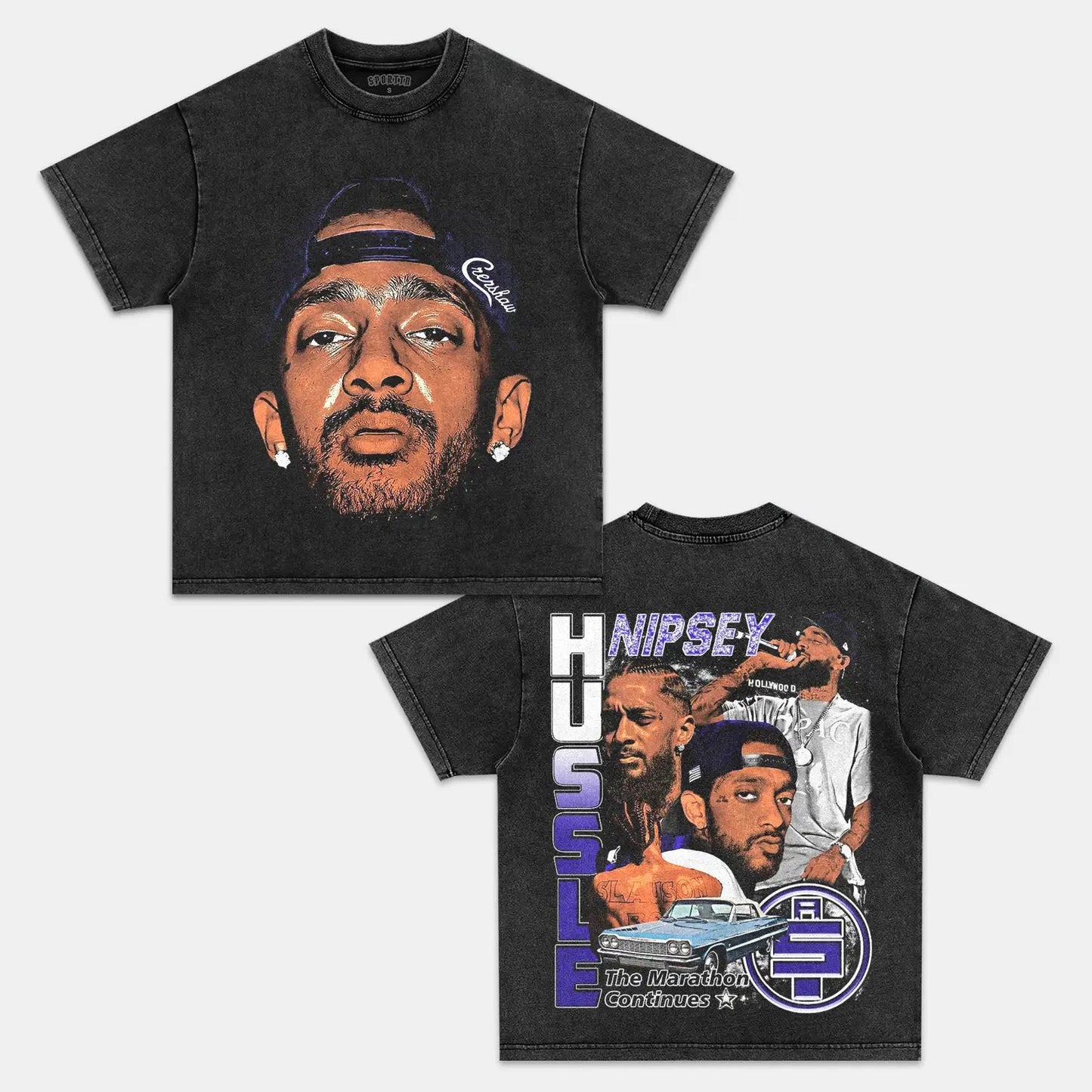 Unisex-Adult Ultra Cotton Washed T-Shirt Graphic  NIPSEY HUSSLE V2 TEE