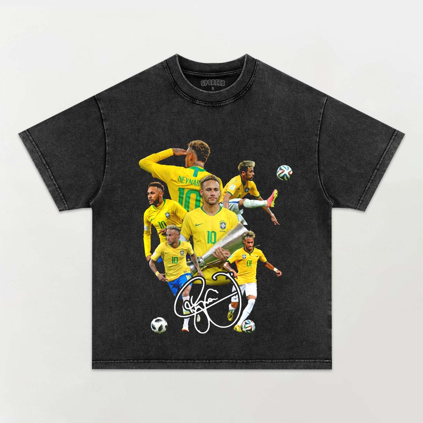 Unisex-Adult Ultra Cotton Washed T-Shirt Graphic  Neymar TEE