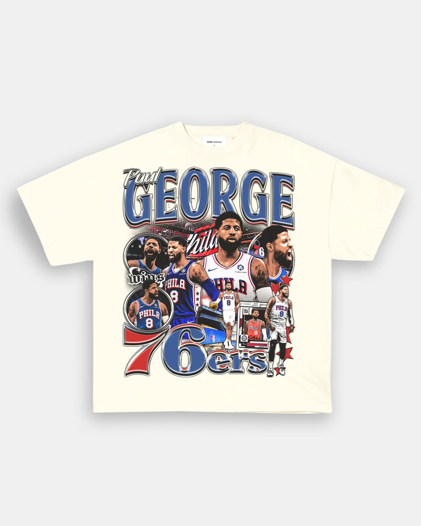 Unisex-Adult Ultra Cotton Washed T-Shirt Graphic PAUL GEORGE - SIXERS TEE