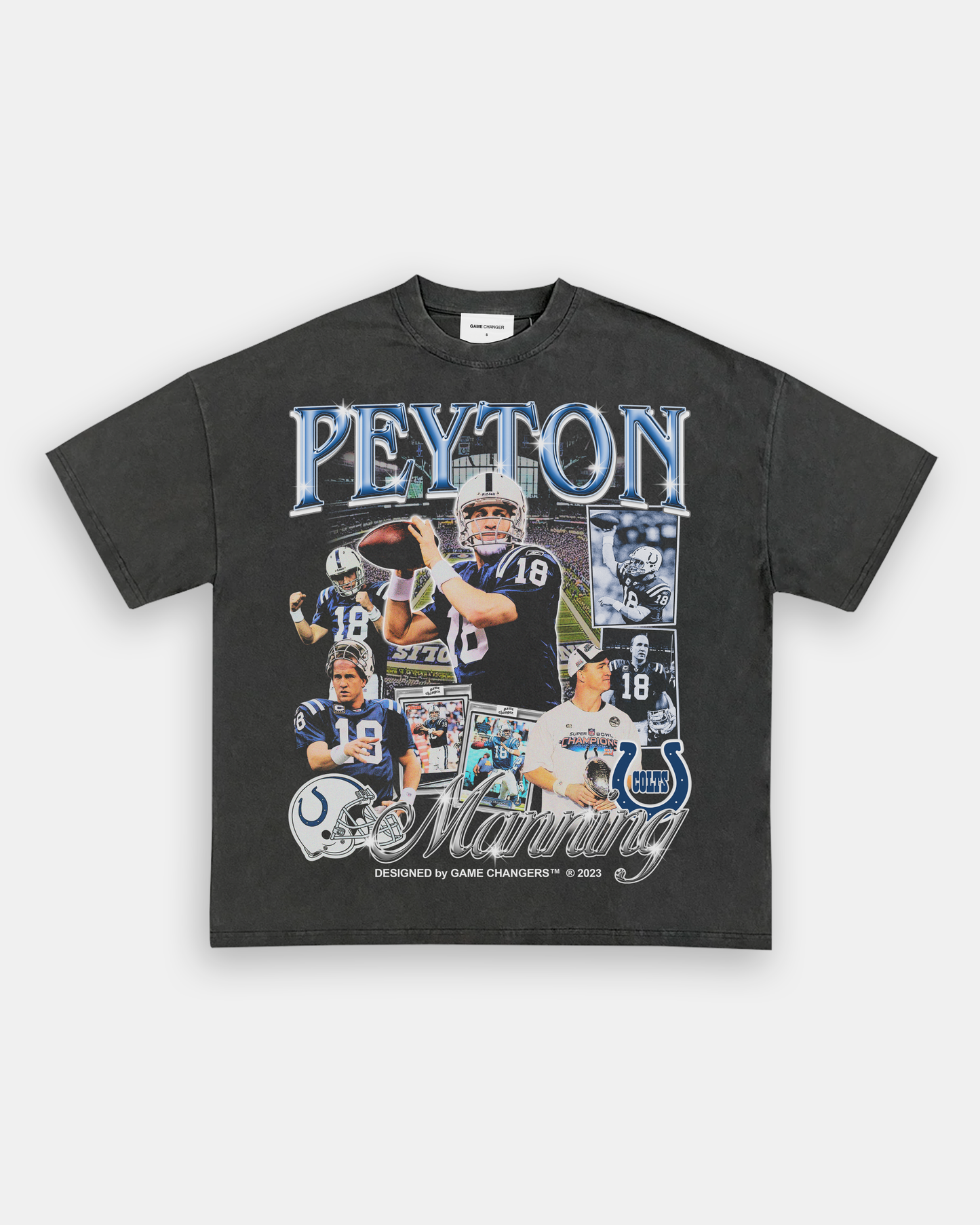 Unisex-Adult Ultra Cotton Washed T-Shirt Graphic PEYTON MANNING 2 - COLTS TEE