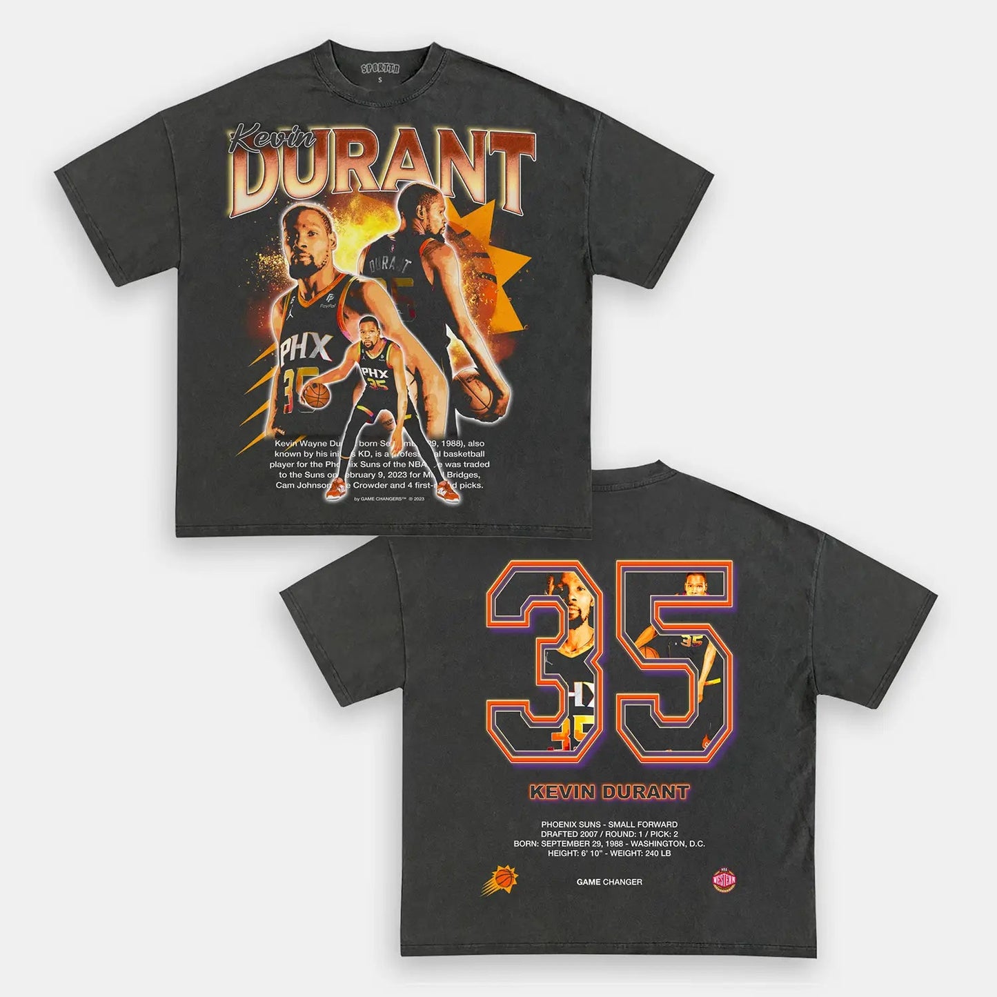 Unisex-Adult Ultra Cotton Washed T-Shirt Graphic  PHX KEVIN DURANT TEE