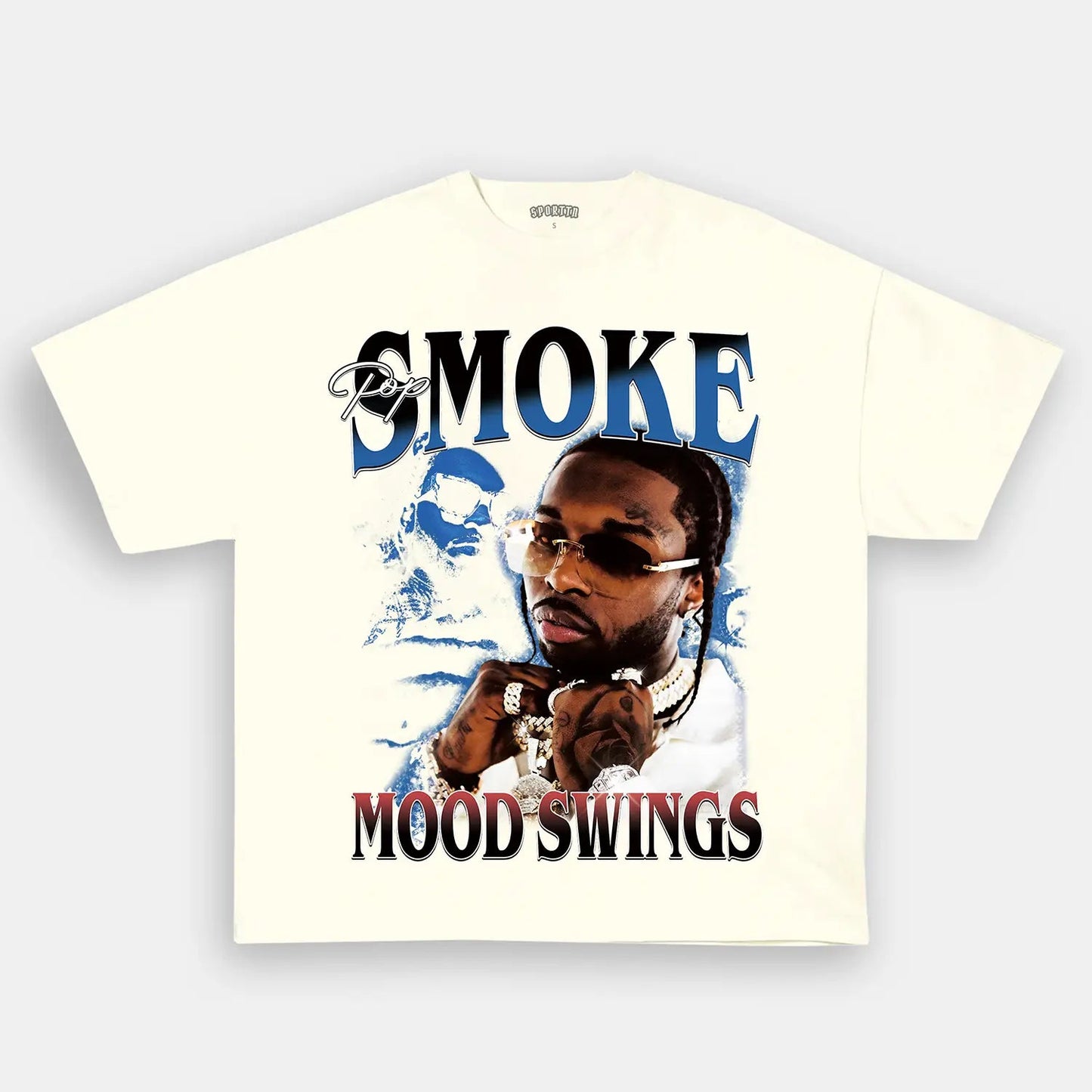 Unisex-Adult Ultra Cotton Washed T-Shirt Graphic  Pop Smoke - Mood Swings Tee