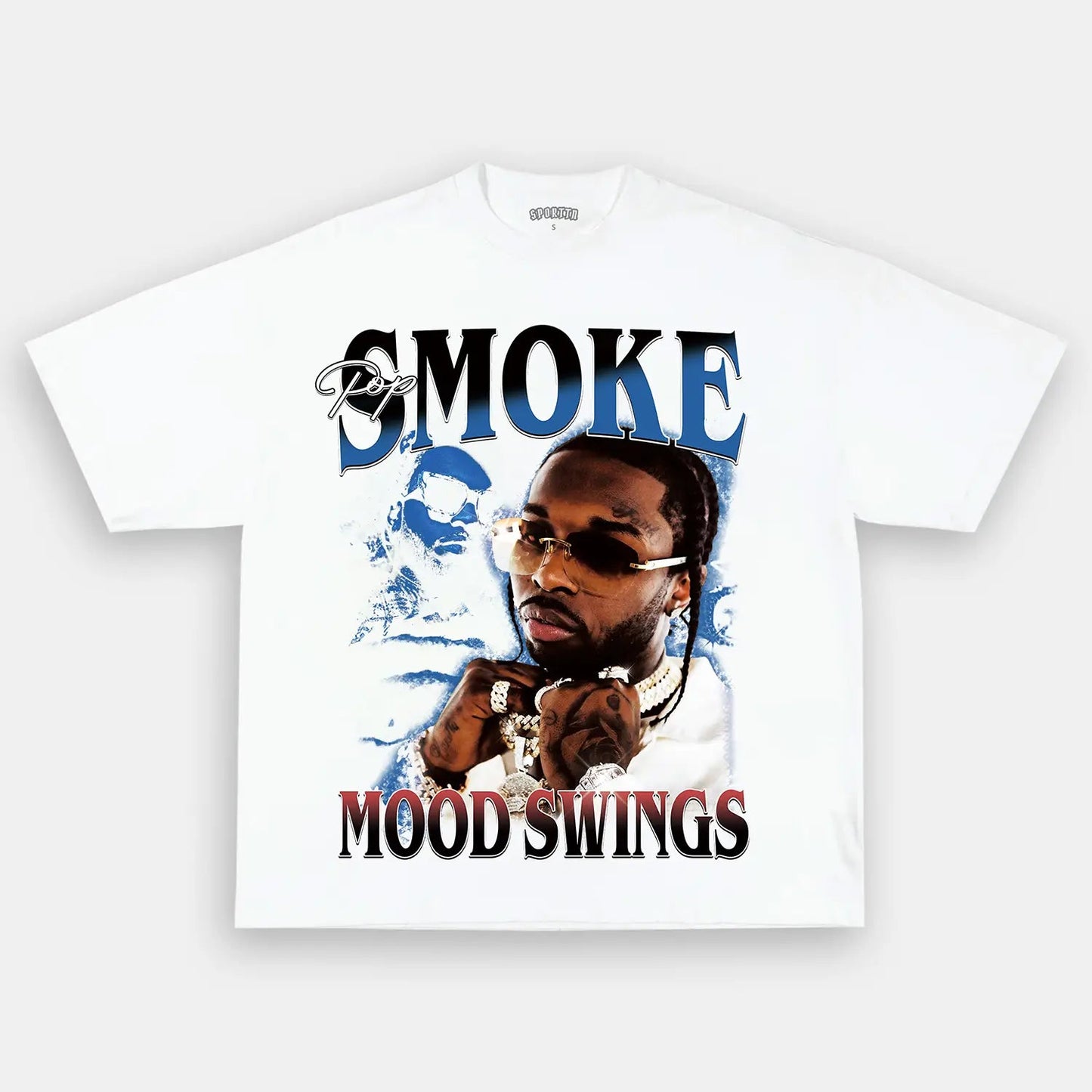 Unisex-Adult Ultra Cotton Washed T-Shirt Graphic  Pop Smoke - Mood Swings Tee