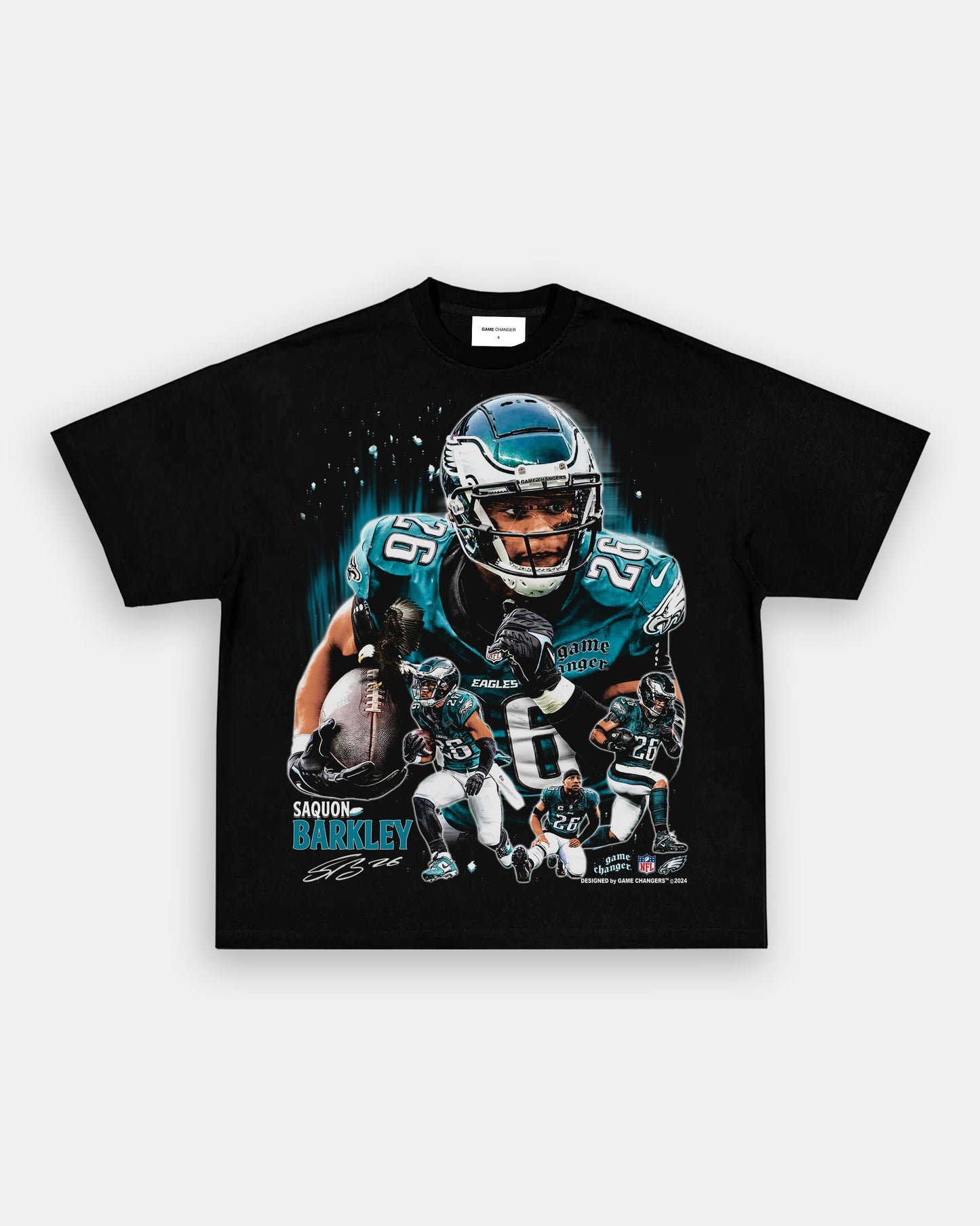 Unisex-Adult Ultra Cotton Washed T-Shirt Graphic SAQUON BARKLEY - EAGLES TEE