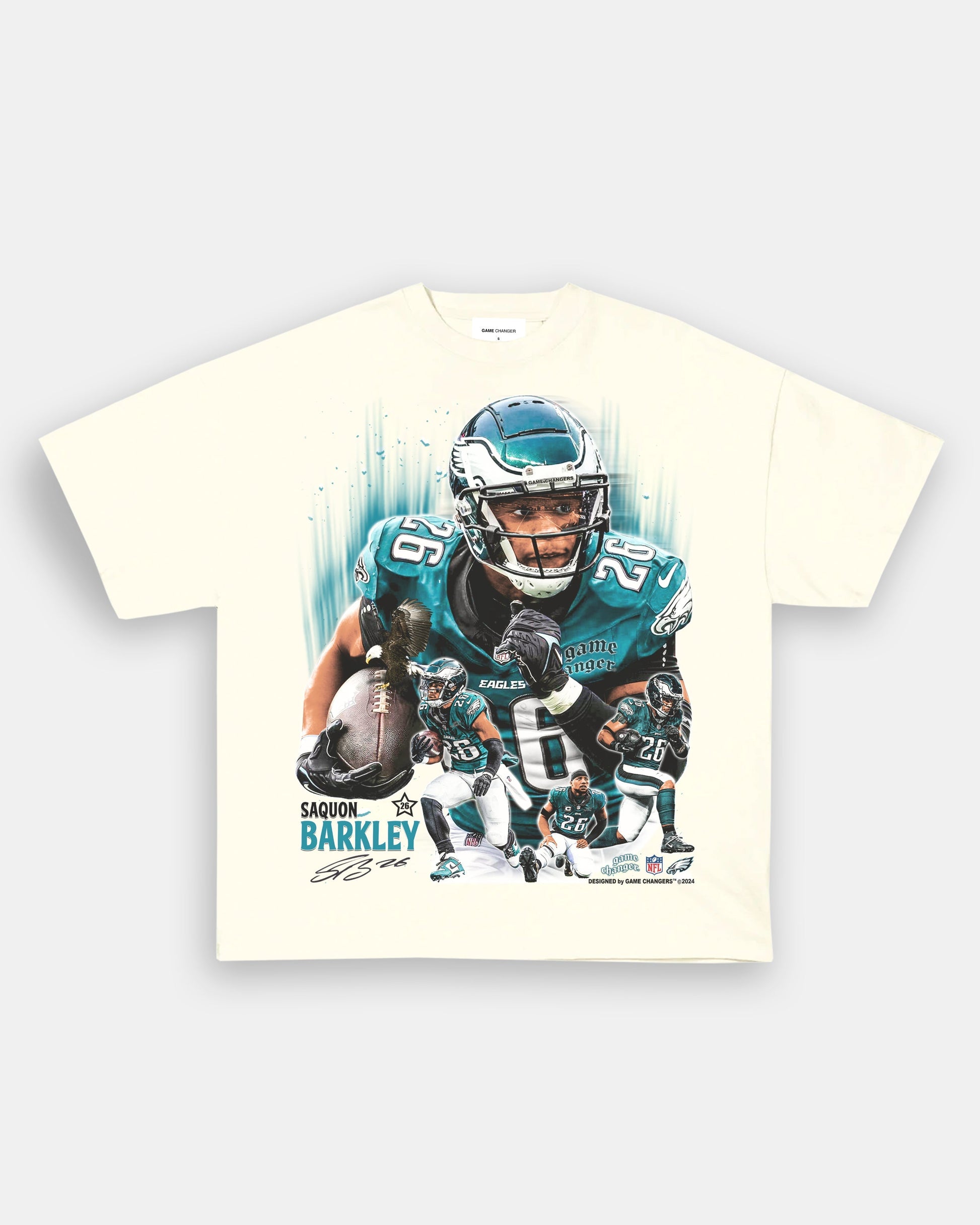 Unisex-Adult Ultra Cotton Washed T-Shirt Graphic SAQUON BARKLEY - EAGLES TEE