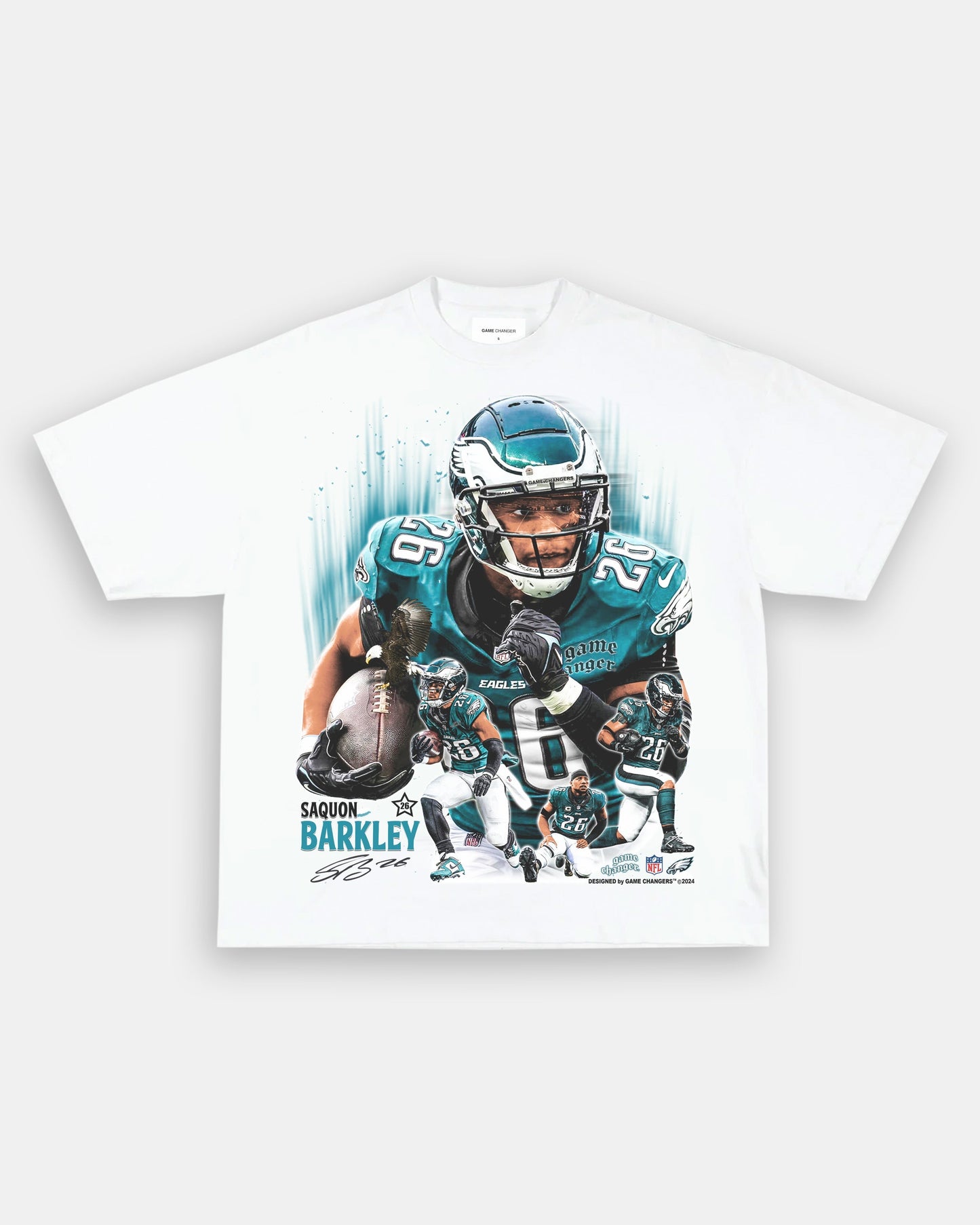 Unisex-Adult Ultra Cotton Washed T-Shirt Graphic SAQUON BARKLEY - EAGLES TEE