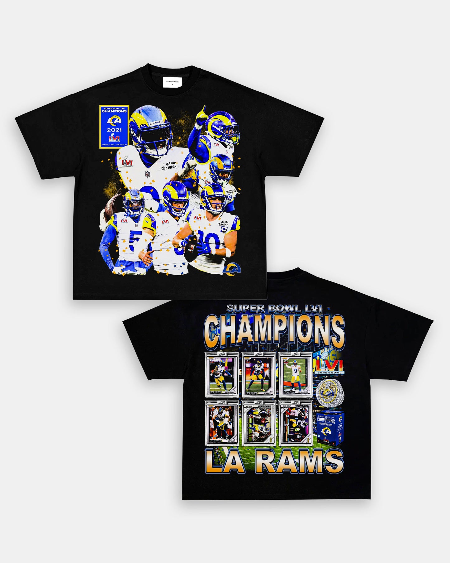 Unisex-Adult Ultra Cotton Washed T-Shirt Graphic SUPER BOWL LVI CHAMPS - RAMS TEE