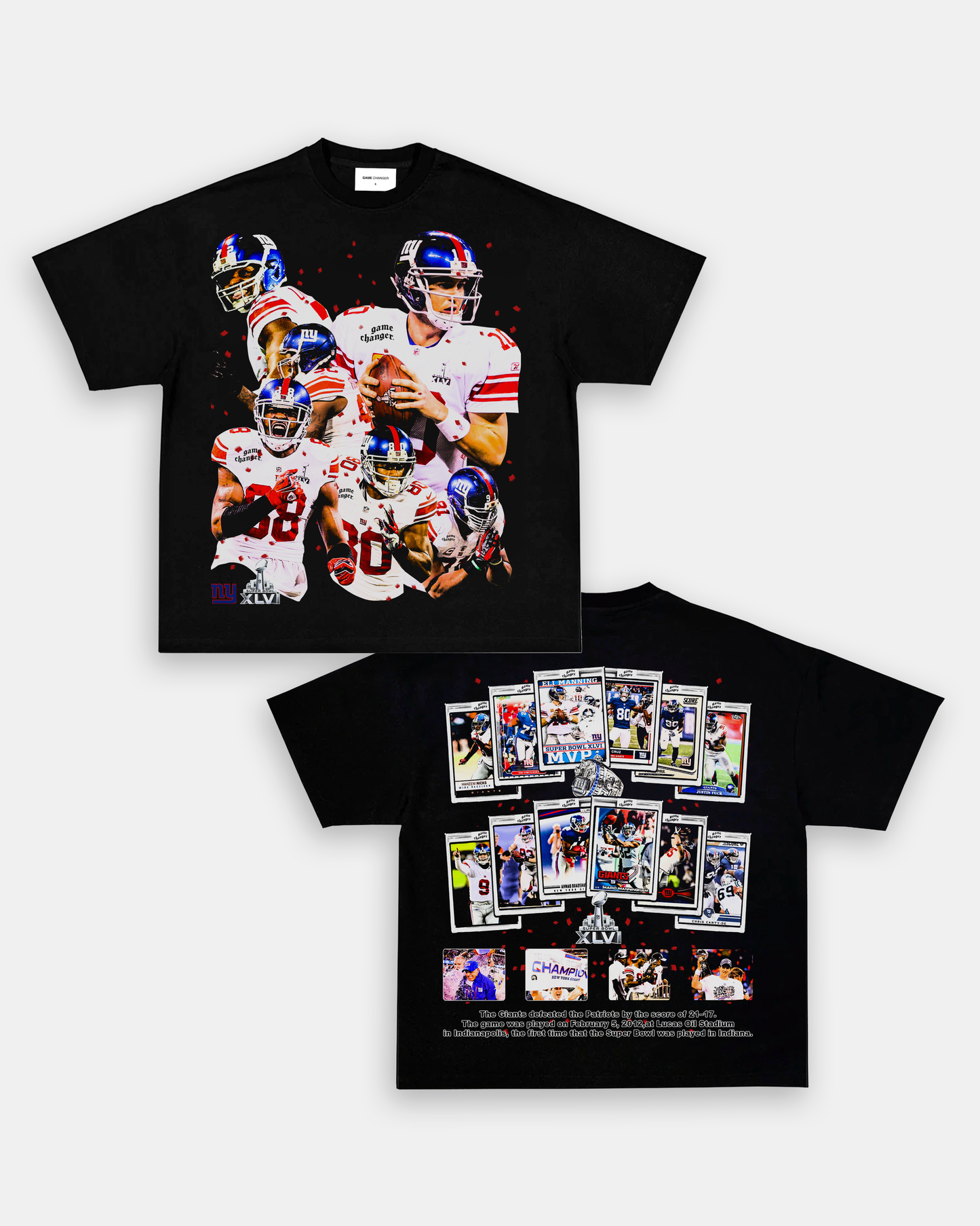 Unisex-Adult Ultra Cotton Washed T-Shirt Graphic SUPER BOWL XLVI CHAMPS - GIANTS TEE - [DS]