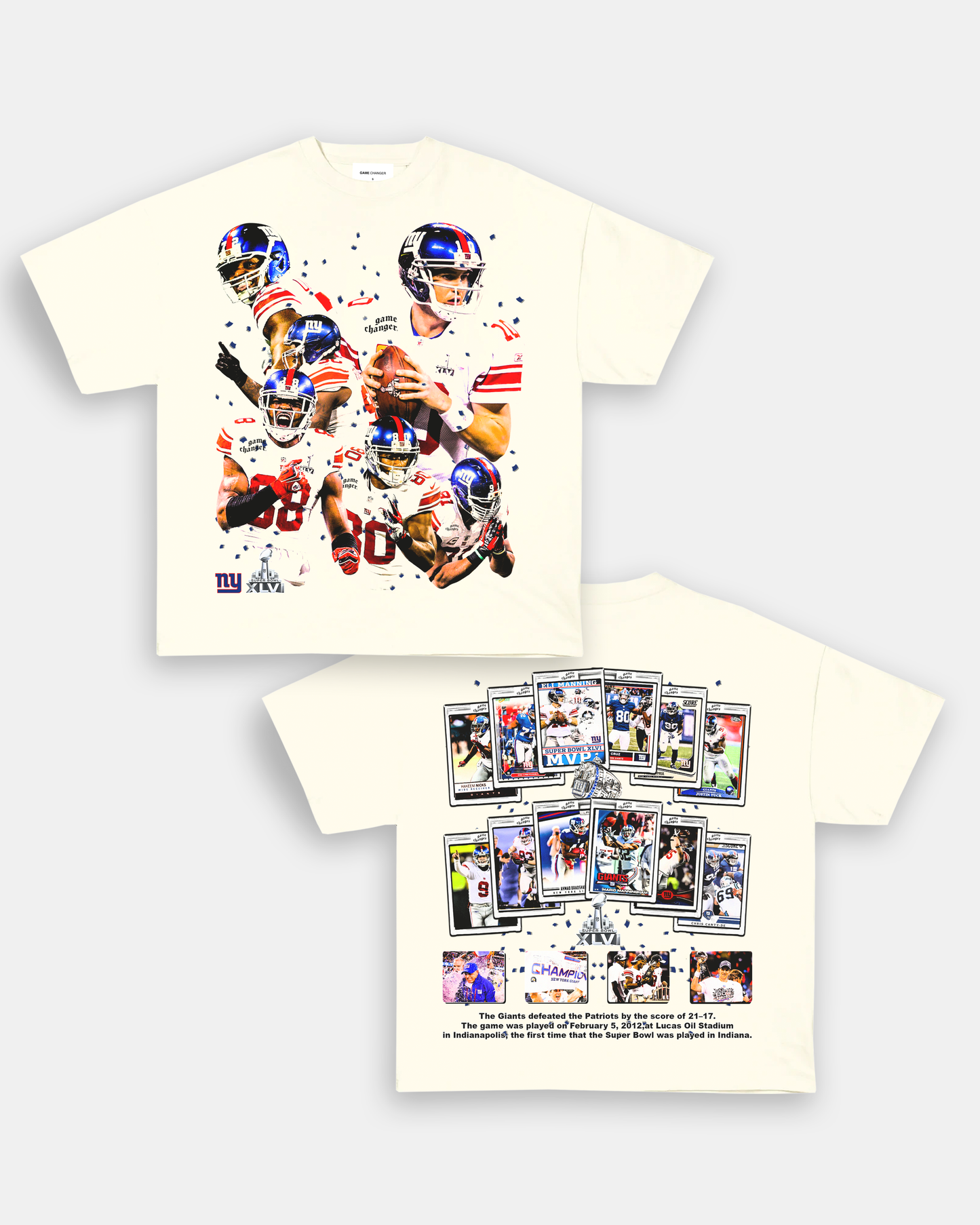 Unisex-Adult Ultra Cotton Washed T-Shirt Graphic SUPER BOWL XLVI CHAMPS - GIANTS TEE - [DS]