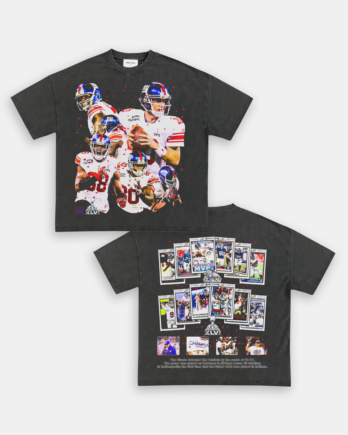 Unisex-Adult Ultra Cotton Washed T-Shirt Graphic SUPER BOWL XLVI CHAMPS - GIANTS TEE - [DS]