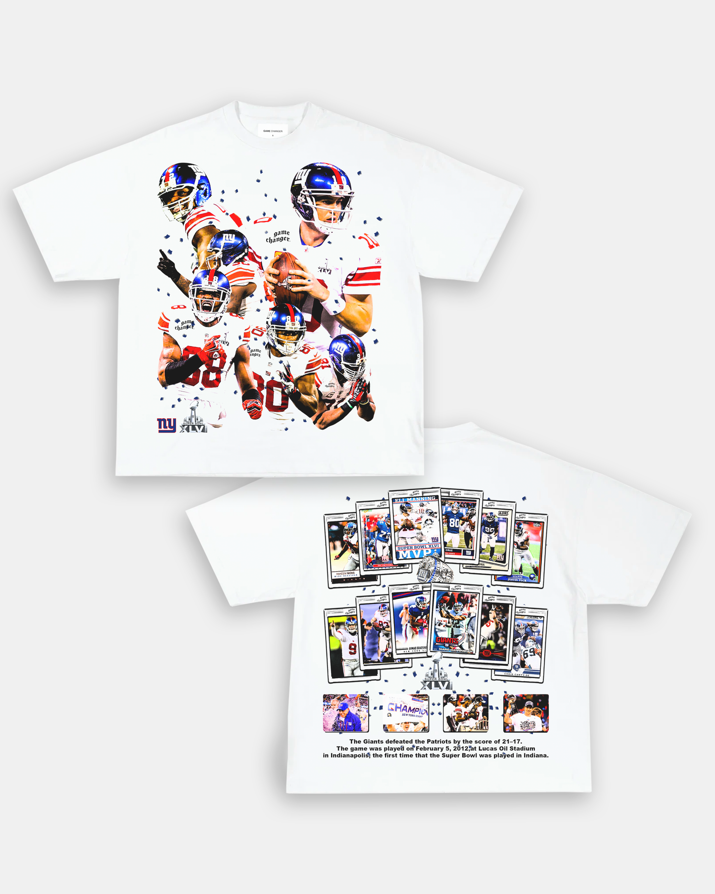 Unisex-Adult Ultra Cotton Washed T-Shirt Graphic SUPER BOWL XLVI CHAMPS - GIANTS TEE - [DS]