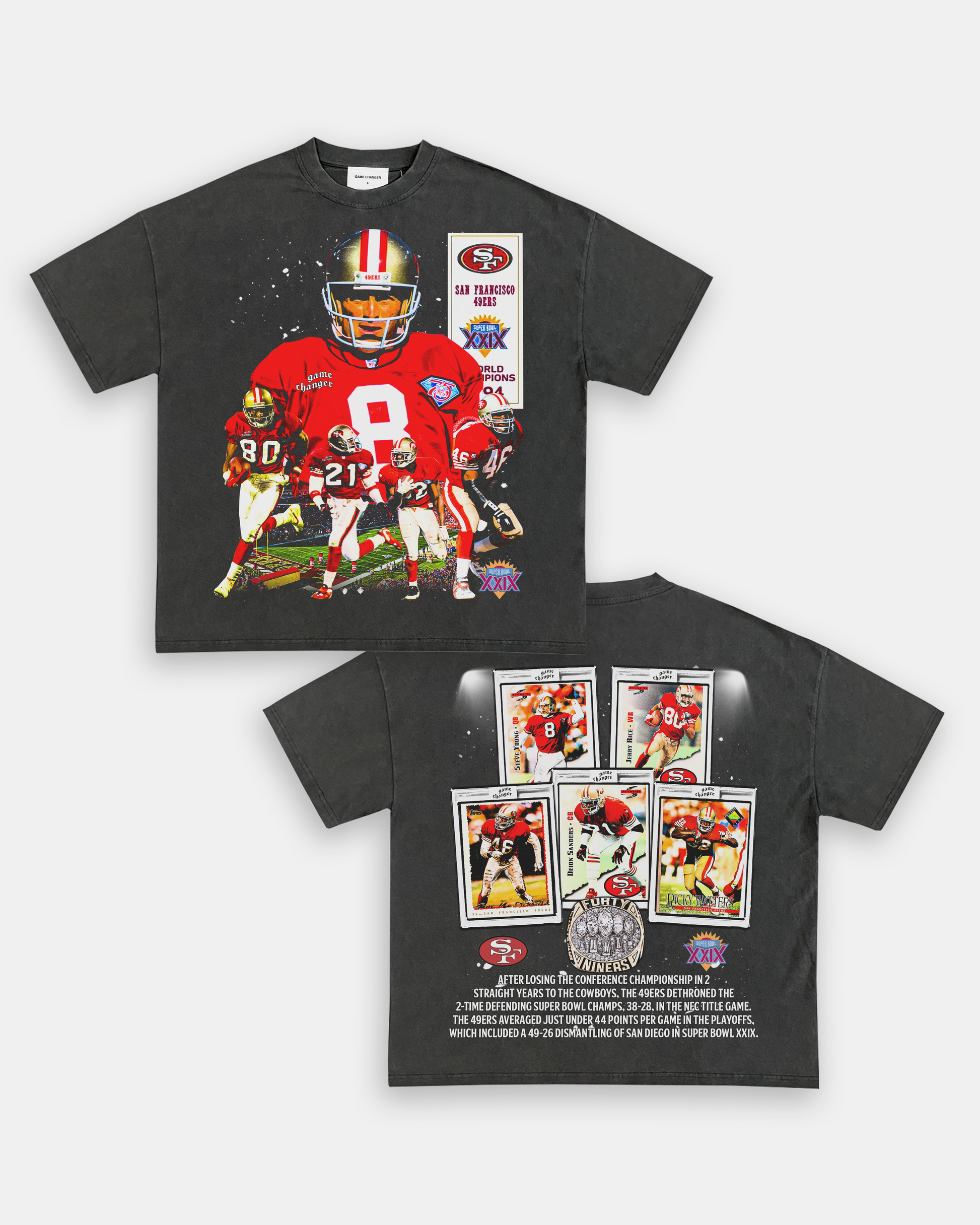 Unisex-Adult Ultra Cotton Washed T-Shirt Graphic SUPER BOWL XXIX CHAMPS - 49ERS TEE - [DS]