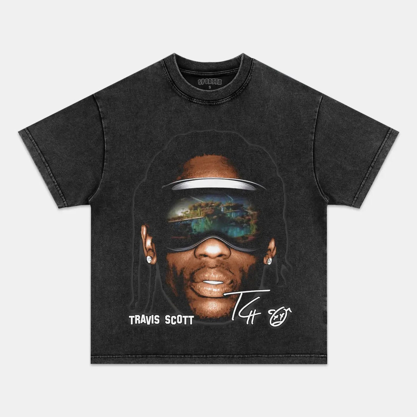 Unisex-Adult Ultra Cotton Washed T-Shirt Graphic  BIG FACE TRAVIS SCOTT V3 TEE