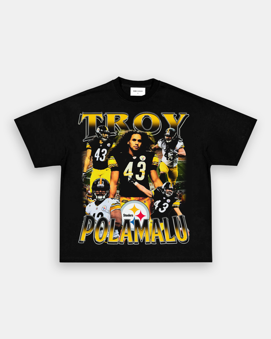 Unisex-Adult Ultra Cotton Washed T-Shirt Graphic TROY POLAMALU TEE