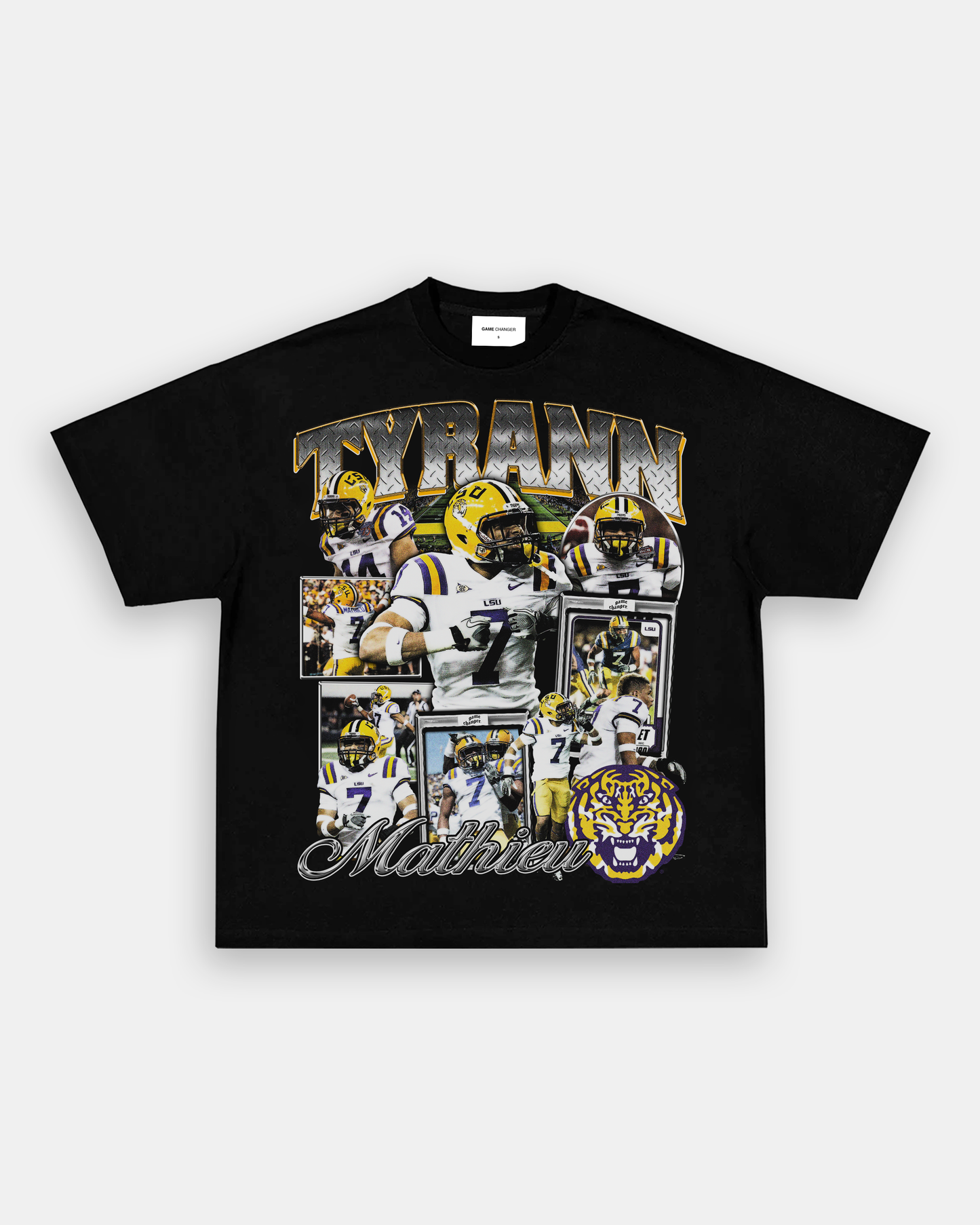 Unisex-Adult Ultra Cotton Washed T-Shirt Graphic TYRANN MATHIEU - LSU TEE