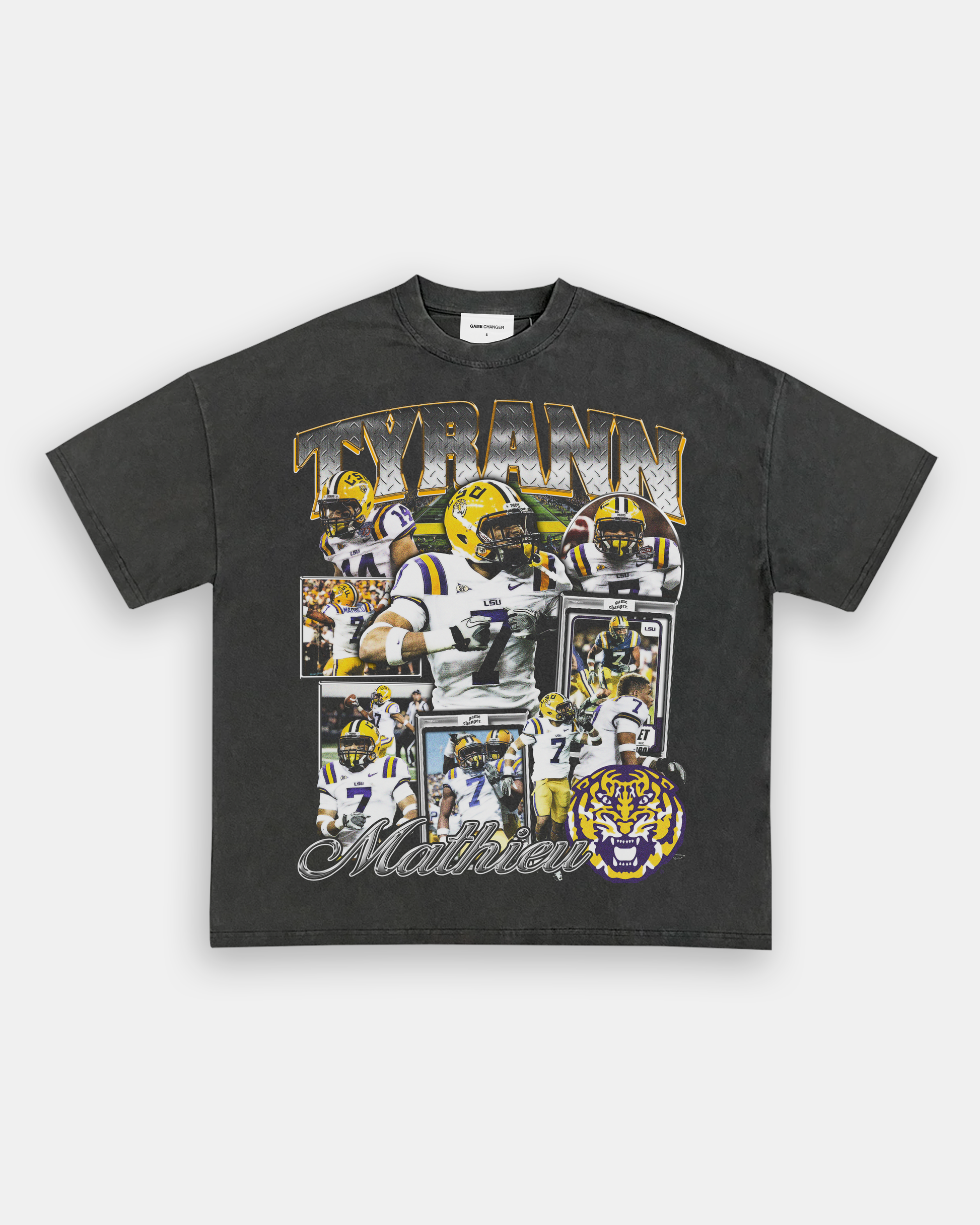 Unisex-Adult Ultra Cotton Washed T-Shirt Graphic TYRANN MATHIEU - LSU TEE