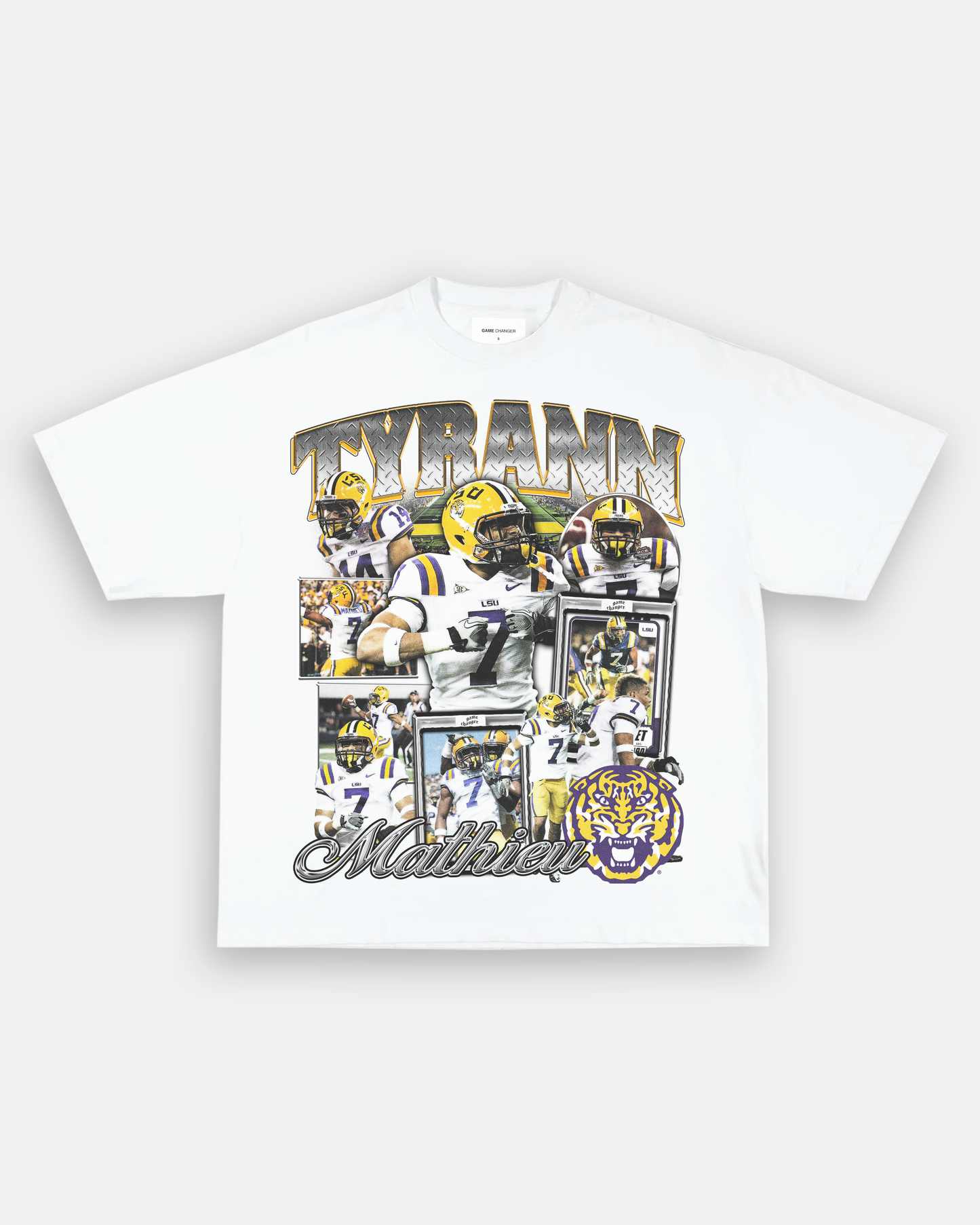 Unisex-Adult Ultra Cotton Washed T-Shirt Graphic TYRANN MATHIEU - LSU TEE