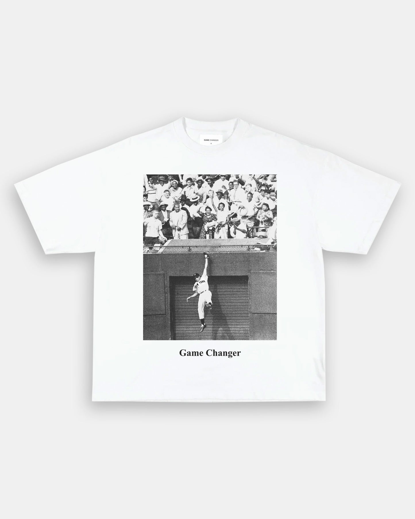 Unisex-Adult Ultra Cotton Washed T-Shirt Graphic WILLIE MAYS - LEAPING CATCH TEE