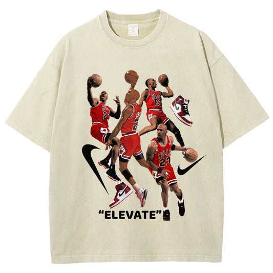 Unisex-Adult Ultra Cotton Washed T-Shirt Graphic ELEVATE Michael Jordan Tee