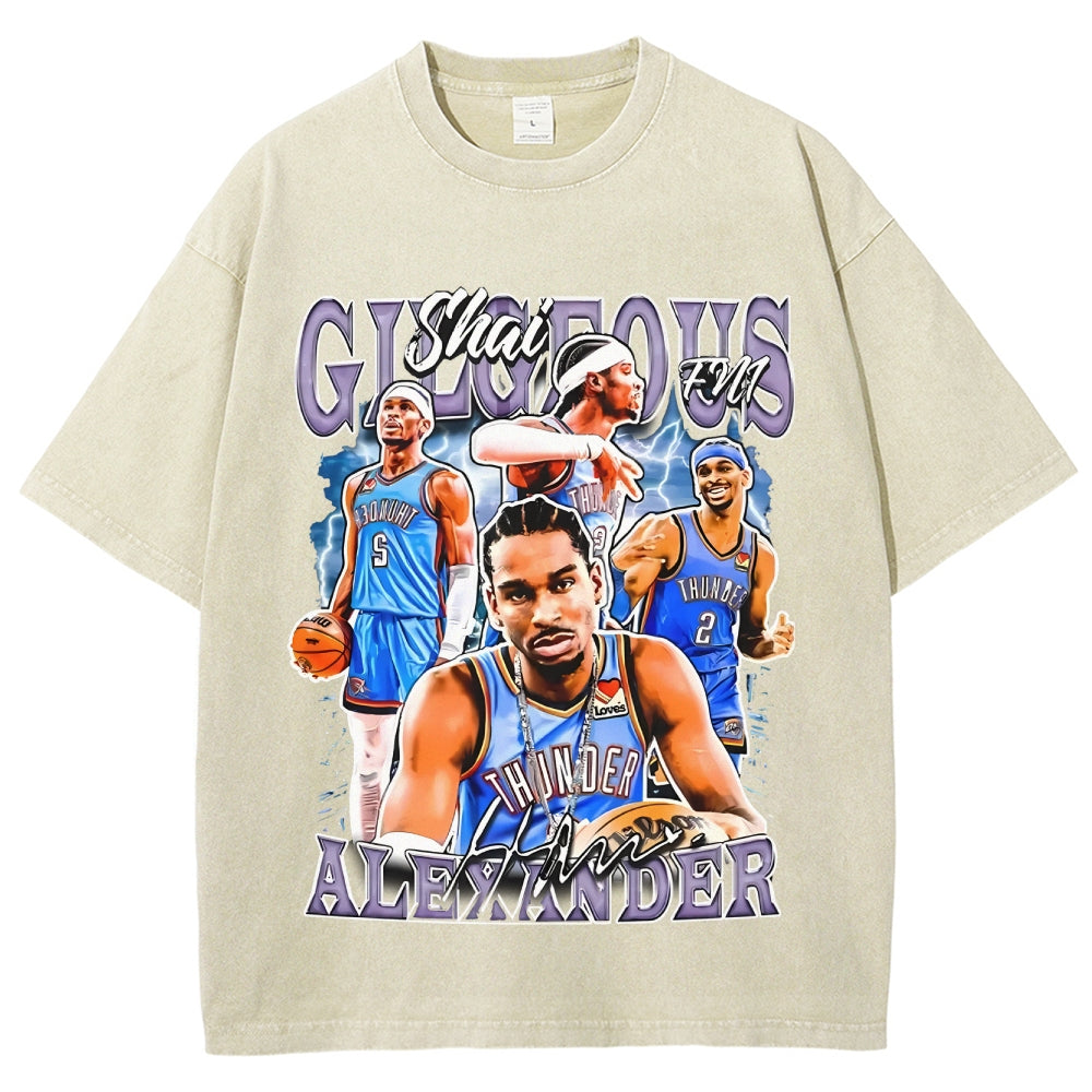 Unisex-Adult Ultra Cotton Washed T-Shirt Graphic  SHAI GILGEOUS-ALEXANDER TEE