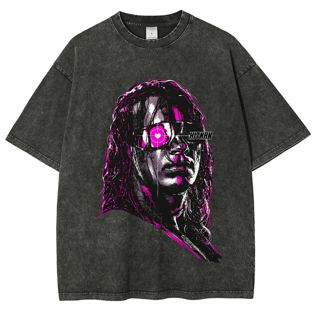 Unisex-Adult Ultra Cotton Washed T-Shirt Graphic BRET HART TEE