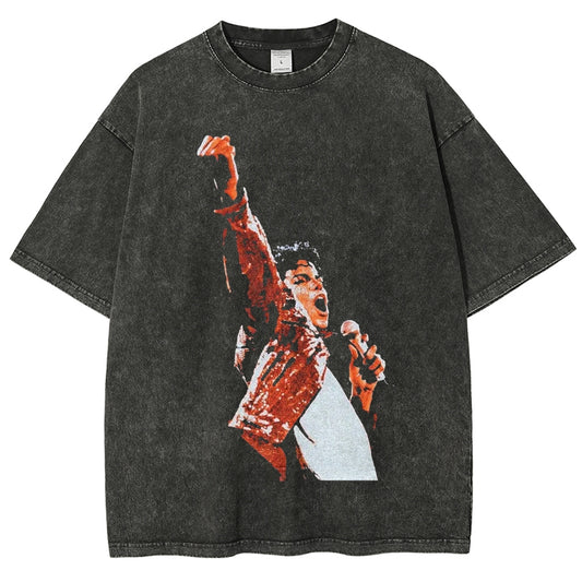 Unisex-Adult Ultra Cotton Washed T-Shirt Graphic MICHAEL JACKSON 2 TEE