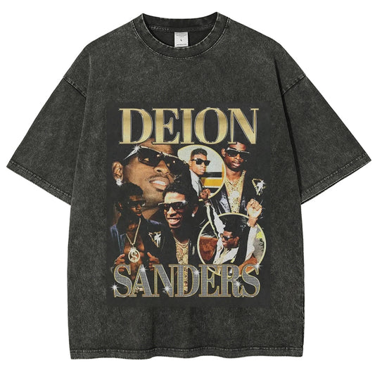 Unisex-Adult Ultra Cotton Washed T-Shirt Graphic  DEION SANDERS TEE